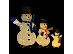  Dekorativní vánoční rodinka sněhuláků s LED luxusní tkanina