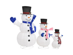  Dekorativní vánoční rodinka sněhuláků s LED luxusní tkanina