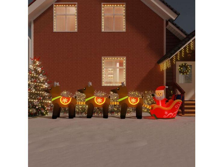  Vánoční nafukovací Santa a sobi s LED diodami 138 cm