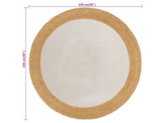  Kusový koberec pletený bílý a přírodní 150 cm juta a bavlna