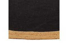  Kusový koberec pletený černý a přírodní 180 cm juta a bavlna