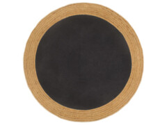  Kusový koberec pletený černý a přírodní 180 cm juta a bavlna