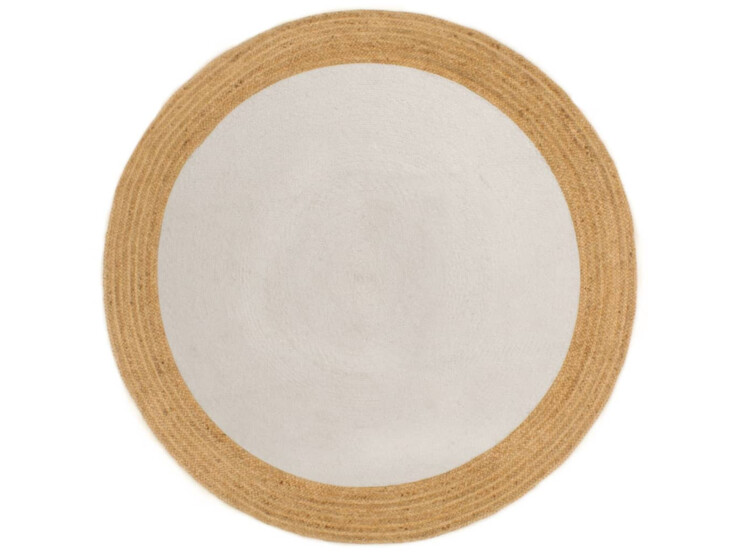  Kusový koberec pletený bílý a přírodní 180 cm juta a bavlna