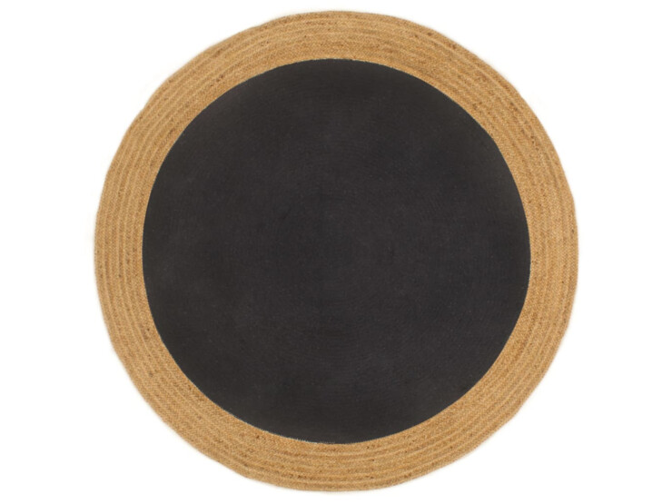  Kusový koberec pletený černý a přírodní 120 cm juta a bavlna