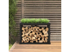  Venkovní stojan na dřevo černá 108x52x74 cm masivní borovice