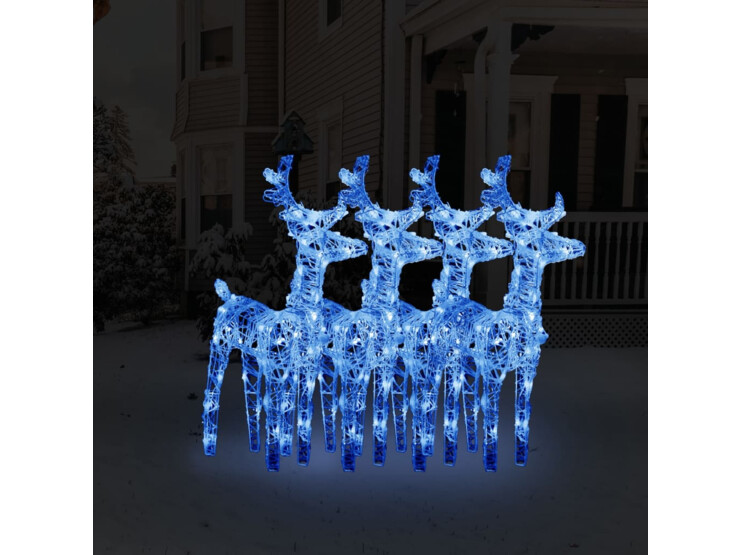  Vánoční sobi 4 ks 160 modrých LED diod akryl