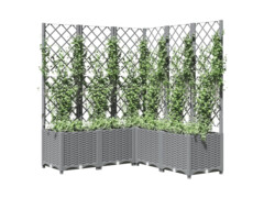  Zahradní truhlík s treláží světle šedý 120 x 120 x 136 cm PP