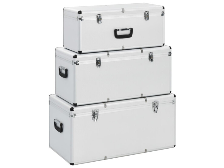 Úložné kufry 3 ks stříbrné hliníkové