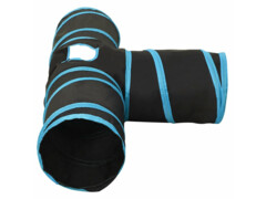  Kočičí tunel 3cestný černý a modrý 90 cm polyester