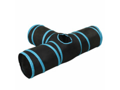  Kočičí tunel 3cestný černý a modrý 90 cm polyester