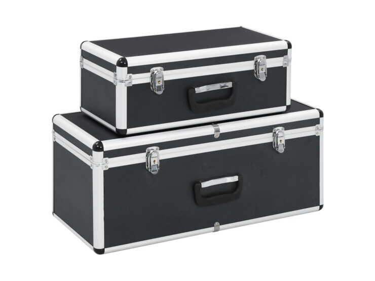  Úložné kufry 2 ks černé hliníkové 