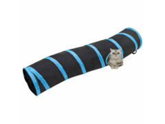  Kočičí tunel ve tvaru S černý a modrý 122 cm polyester