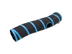  Kočičí tunel ve tvaru S černý a modrý 122 cm polyester