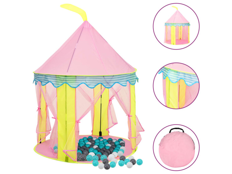 Dětský stan na hraní s 250 míčky růžový 100x100x127 cm