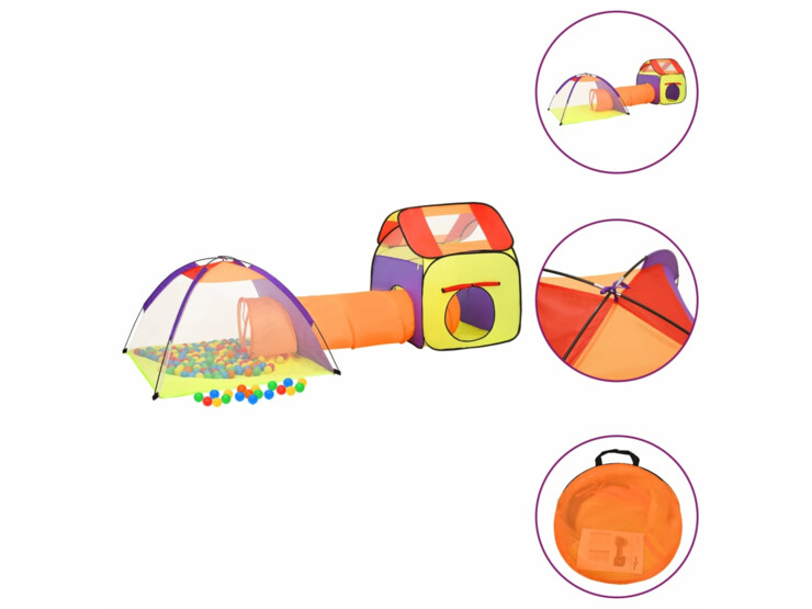  Dětský stan na hraní s 250 míčky vícebarevný 338 x 123 x 111 cm