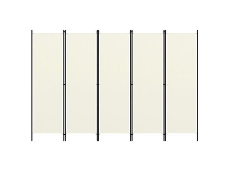5dílný paraván krémově bílý 250 x 180 cm