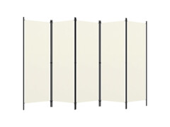 5dílný paraván krémově bílý 250 x 180 cm