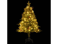  Vánoční stromek s LED diodami a šiškami zelený 120 cm PVC a PE