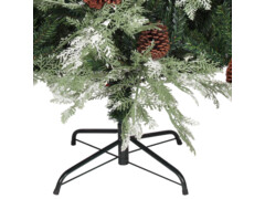  Vánoční stromek s LED diodami a šiškami zelenobílý 120cm PVC+PE