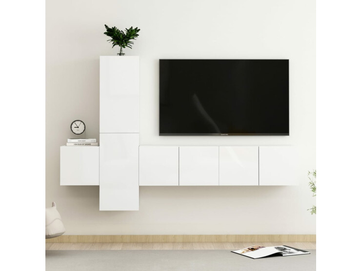 5dílný set TV skříněk bílý s vysokým leskem dřevotříska