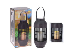 ProGarden LED solární svítilna ratanová se svíčkou černá 