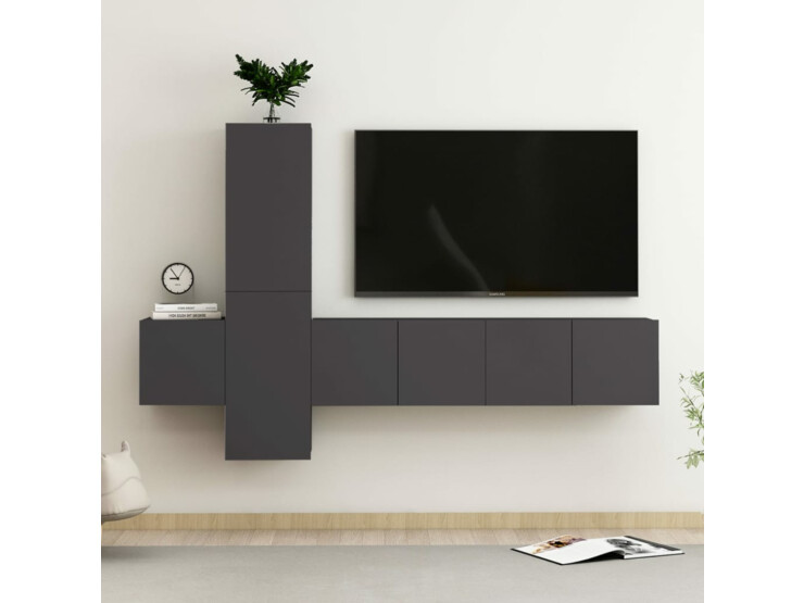 5dílný set TV skříněk šedý dřevotříska