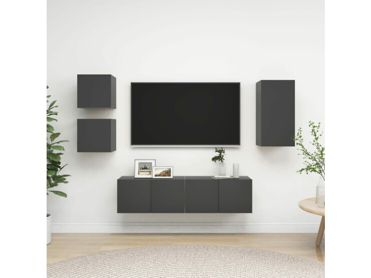 5dílný set TV skříněk šedý dřevotříska