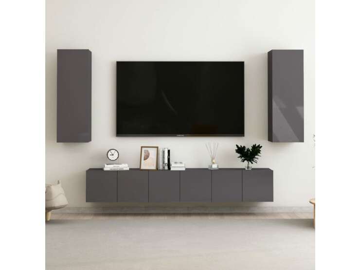 5dílný set TV skříněk šedý s vysokým leskem dřevotříska