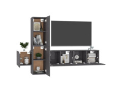 5dílný set TV skříněk šedý s vysokým leskem dřevotříska