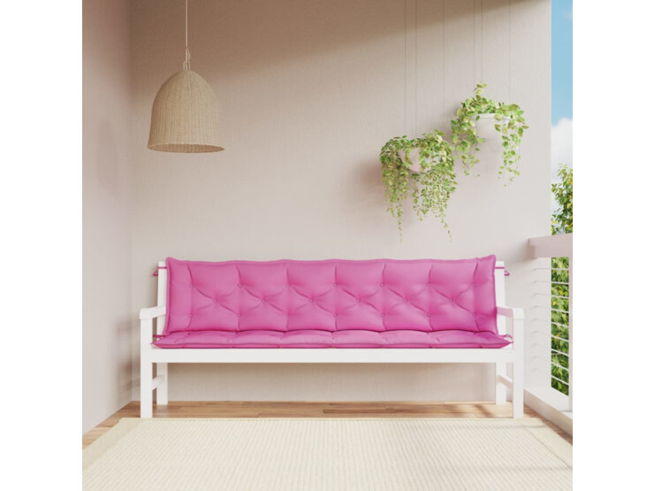  Podušky na zahradní lavici 2 ks růžové 200 x 50 x 7 cm textil