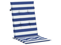  Podušky na židli vysoké opěradlo 2 ks modré a bílé pruhy textil