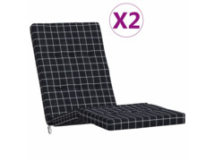  Podušky na polohovací židli 2 ks černé kárované oxfordská látka