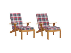  Podušky na polohovací židli 2 ks červené kárované látka oxford