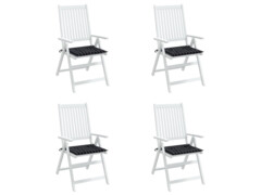  Podušky na zahradní židli 4 ks černé kárované 40x40x3 cm textil