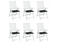  Podušky na zahradní židli 6 ks černé kárované 40x40x3 cm textil