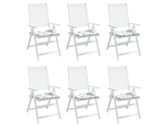  Podušky na zahradní židli 6 ks vzor listů 40 x 40 x 3 cm textil