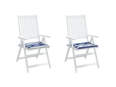  Podušky na židli 2 ks modré a bílé pruhy 50 x 50 x 3 cm textil