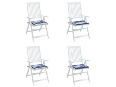  Podušky na židli 4 ks modré a bílé pruhy 50 x 50 x 3 cm textil