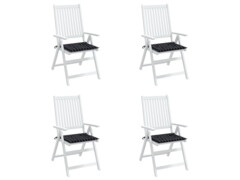  Podušky na zahradní židli 4 ks černé kárované 50x50x3 cm textil