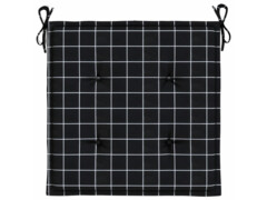  Podušky na zahradní židli 6 ks černé kárované 50x50x3 cm textil