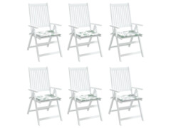  Podušky na zahradní židli 6 ks vzor listů 50 x 50 x 3 cm textil