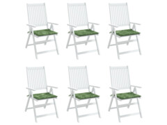  Podušky na zahradní židli 6 ks vzor listů 50 x 50 x 3 cm textil