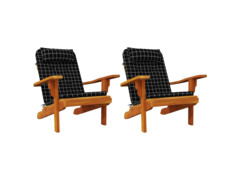  Podušky na židli Adirondack 2 ks černé kárované oxfordská látka
