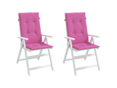  Podušky na židli vysoké opěradlo 2 ks růžové 120x50x3 cm textil