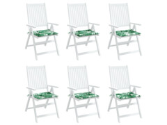  Podušky na židli 6 ks vzor listů 40 x 40 x 3 cm textil