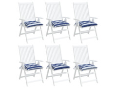  Podušky na židli 6 ks modré a bílé pruhy 40 x 40 x 7 cm textil