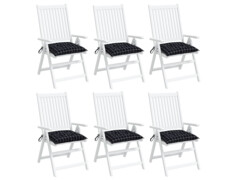 Podušky na židli 6 ks černé kárované 40 x 40 x 7 cm textil