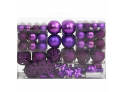  111dílná sada vánočních ozdob fialová polystyren