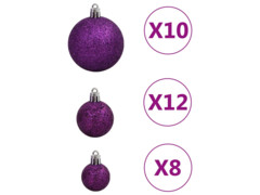  111dílná sada vánočních ozdob fialová polystyren