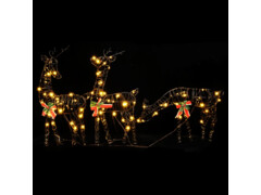  Vánoční dekorace sobí rodinka 90 teple bílých LED ratan